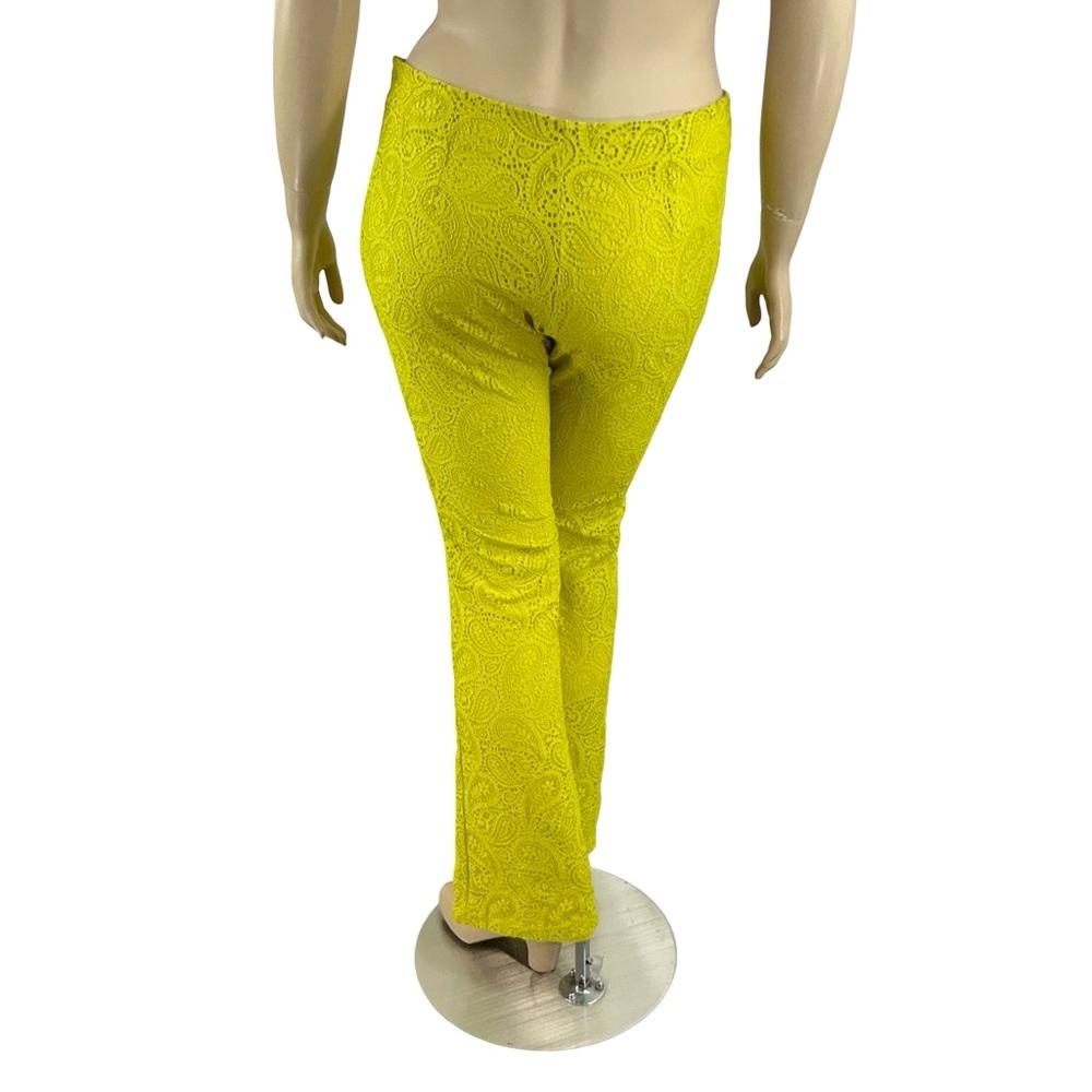 By Anthropologie Flared Lace Pants Yellow Bell Bottom Size 12 - Picture 6 of 8